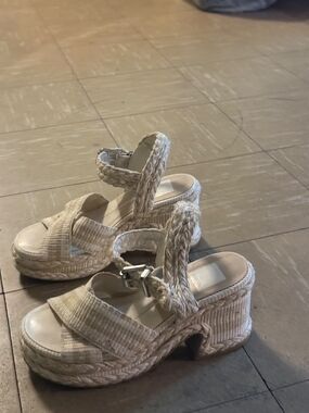 Dolce Vita Cream Braided Platform Sandals